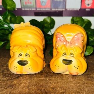 Vintage Savoy Sharpei Puppy Dog Kitchen Salt and Pepper Shaker Set